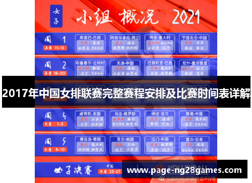 2017年中国女排联赛完整赛程安排及比赛时间表详解