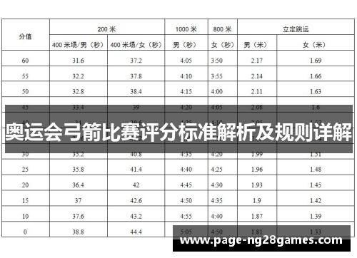 奥运会弓箭比赛评分标准解析及规则详解