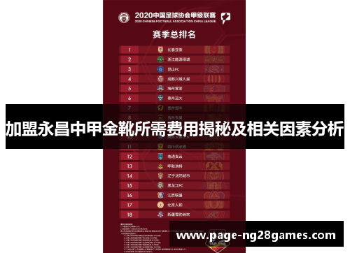 加盟永昌中甲金靴所需费用揭秘及相关因素分析